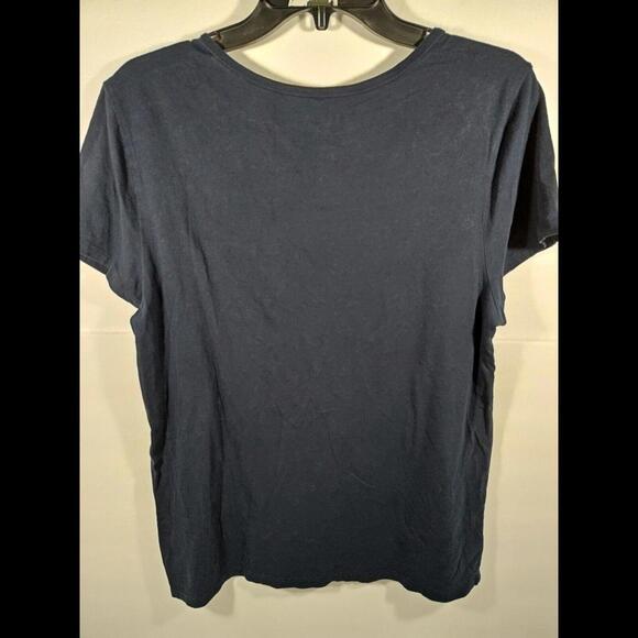 Loft Women's Large Navy Blue Short Sleeve Scoop Neck Lightweight Top Tee Shirt - Picture 6 of 10